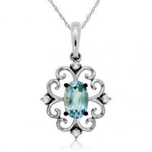 AQUAMARINE & DIAMOND PENDANT