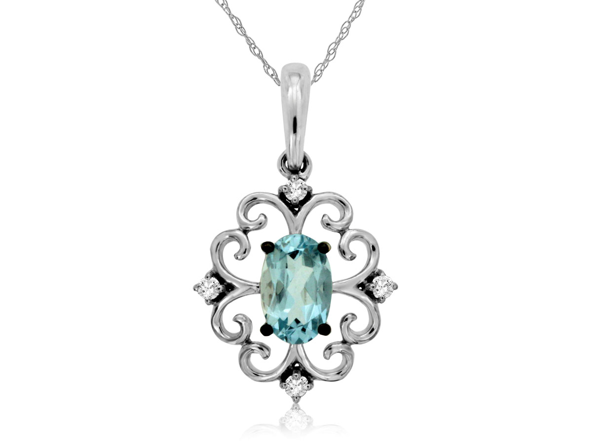 AQUAMARINE & DIAMOND PENDANT