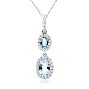 AQUAMARINE & DIAMOND PENDANT