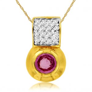 DIAMOND &PINK SAPPHIRE PENDANT