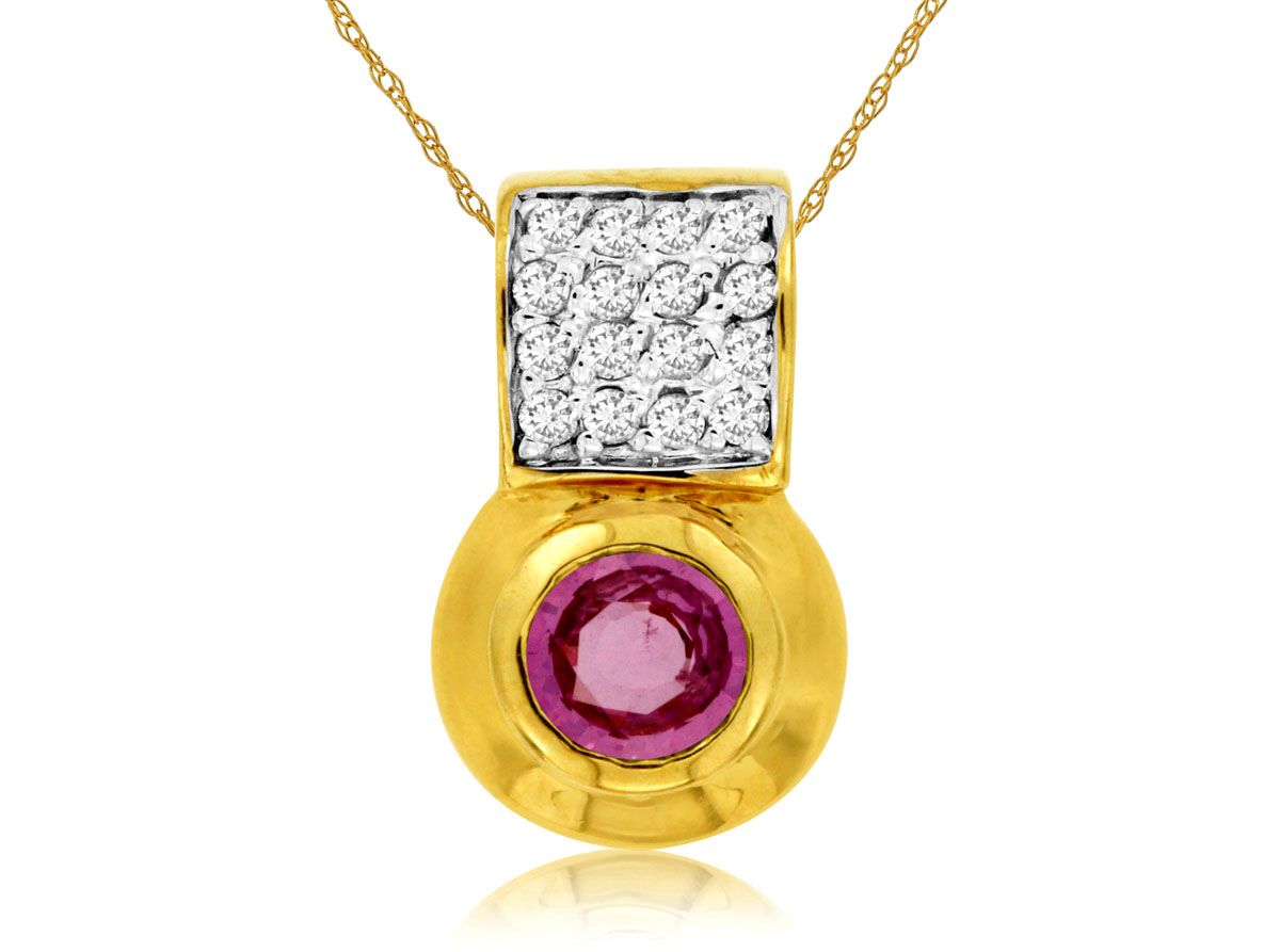 DIAMOND &PINK SAPPHIRE PENDANT
