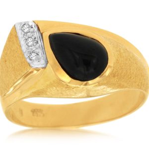 MEN’S ONYX & DIAMOND RING