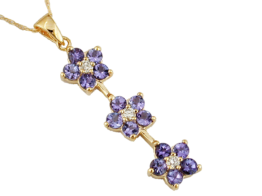 TANZANITE & DIA FLOWER PEND