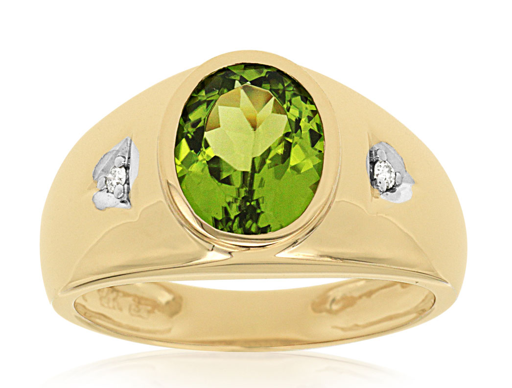 MEN'S PERIDOT & DIAMOND RING
