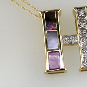 INITIAL DIA & MOPAL PENDANT H