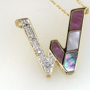 INITIAL DIA & MOPAL PENDANT W