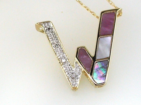INITIAL DIA & MOPAL PENDANT W