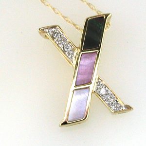 INITIAL DIA & MOPAL PENDANT X