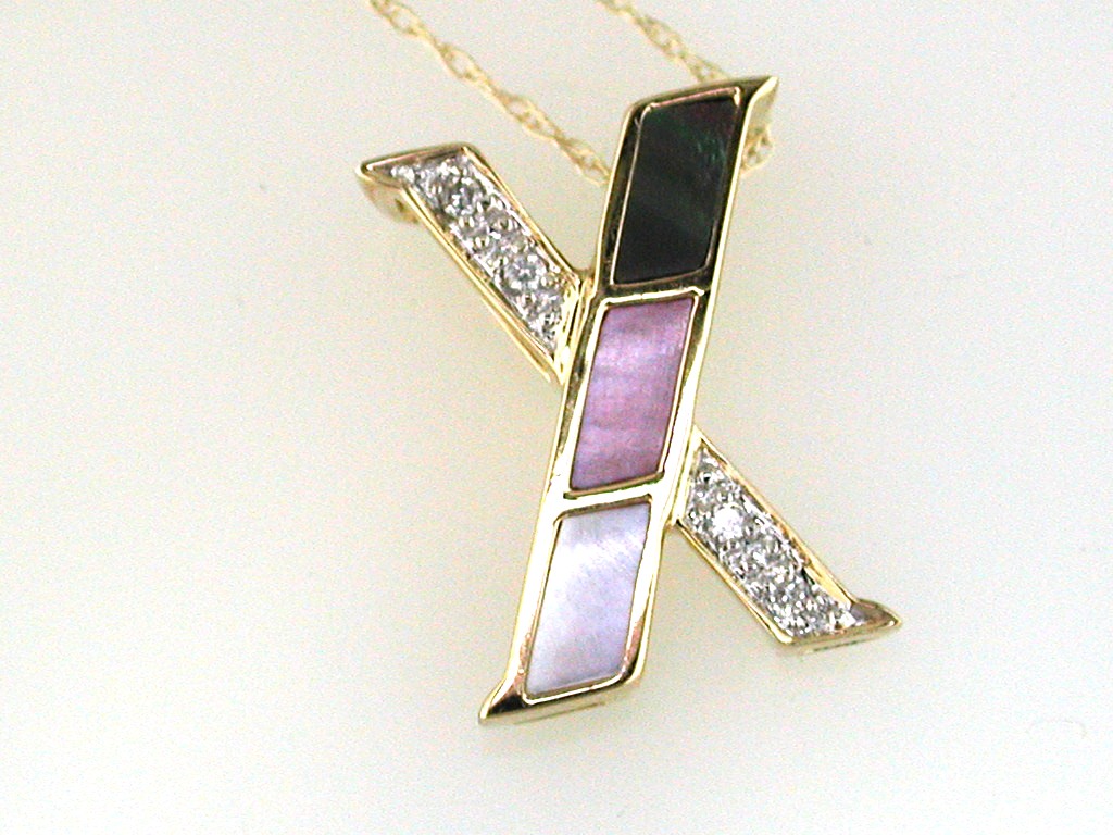 INITIAL DIA & MOPAL PENDANT X
