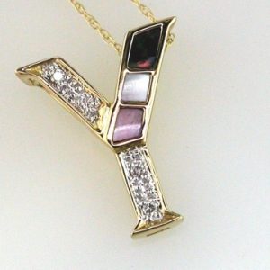 INITIAL DIA & MOPAL PENDANT Y