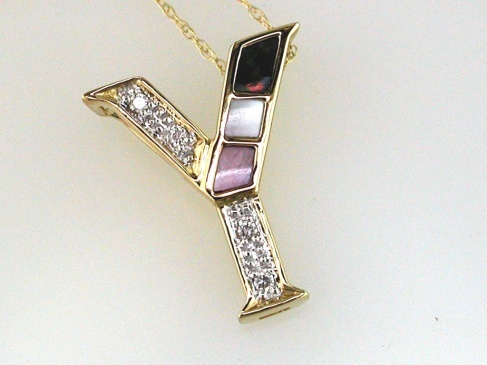 INITIAL DIA & MOPAL PENDANT Y