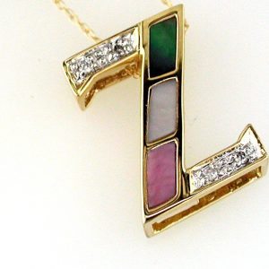 INITIAL DIA & MOPAL PENDANT Z