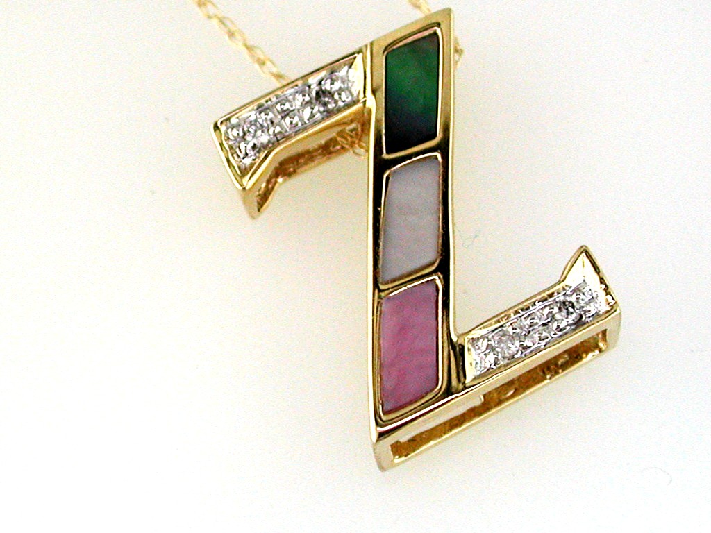 INITIAL DIA & MOPAL PENDANT Z