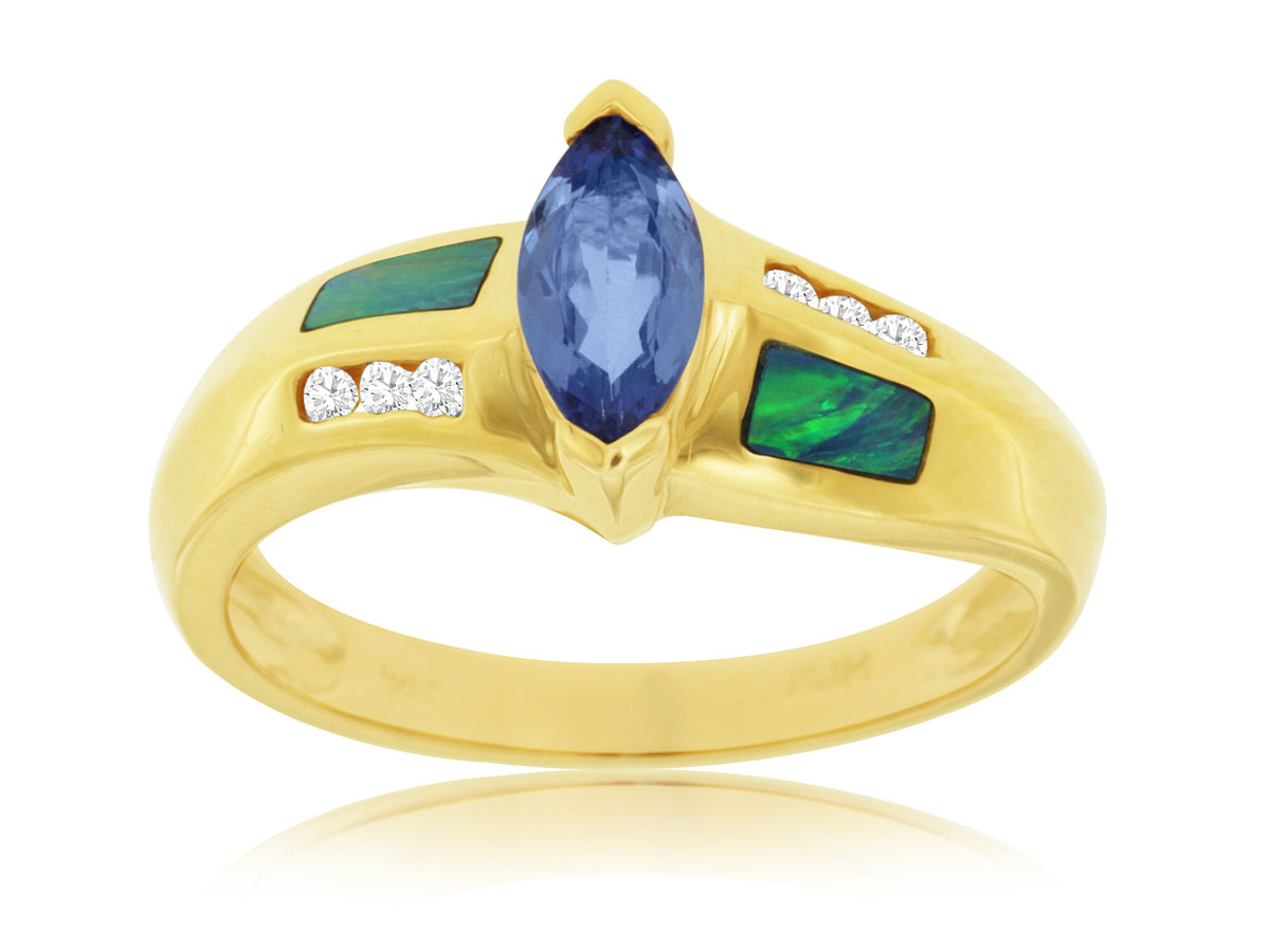 TANZANITE & OPAL DIAMOND RING