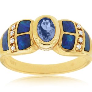 TANZANITE & OPAL DIAMOND RING
