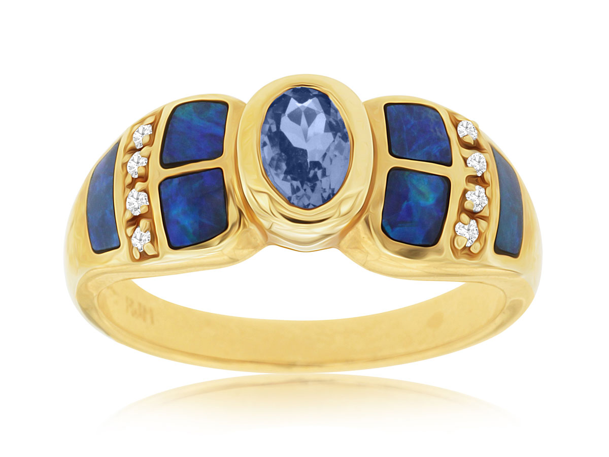 TANZANITE & OPAL DIAMOND RING