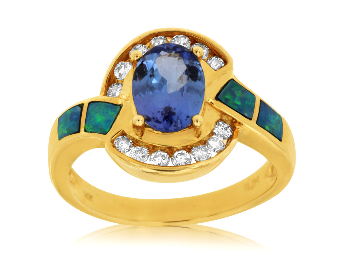 TANZANITE & OPAL DIAMOND RING