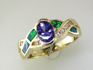 TANZANITE & OPAL DIAMOND RING
