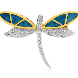 OPAL & DIAMOND DRAGONFLY PIN