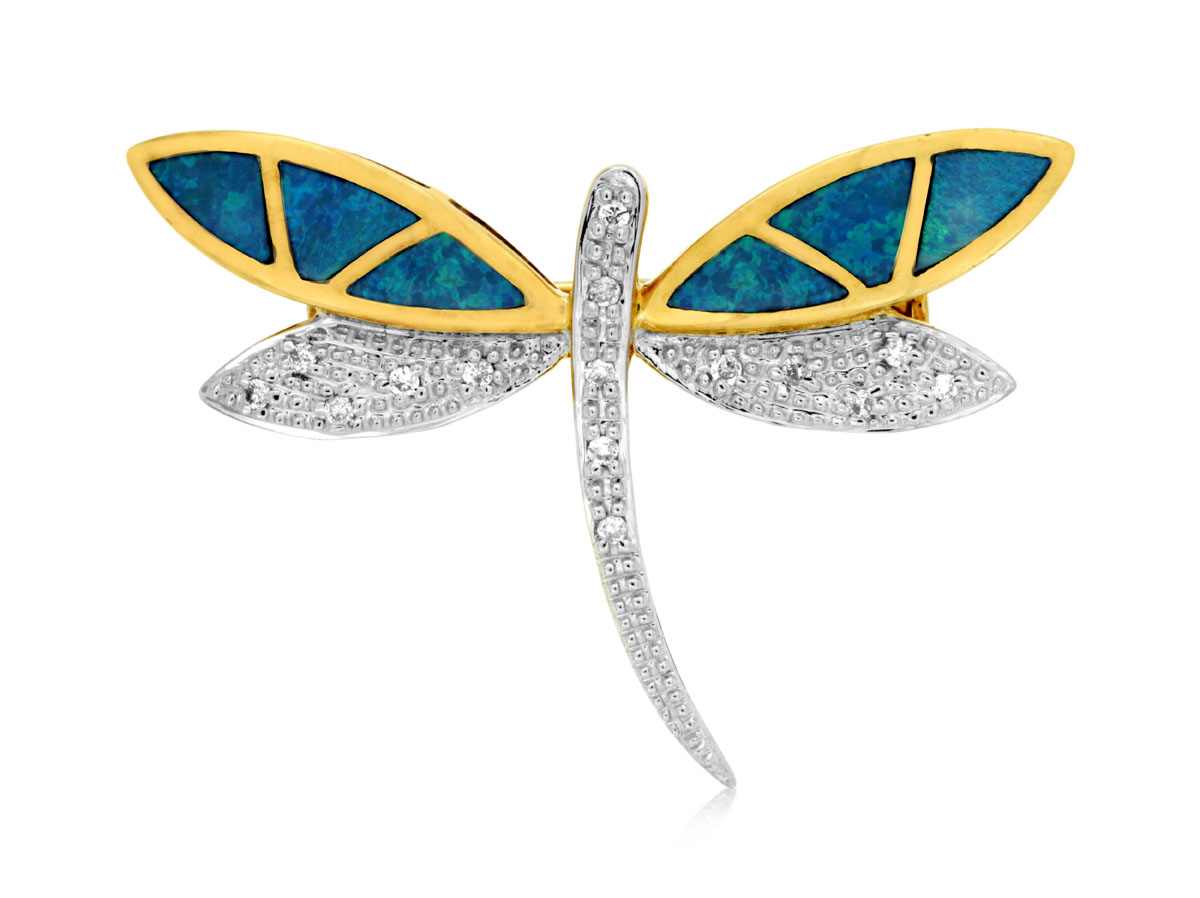 OPAL & DIAMOND DRAGONFLY PIN