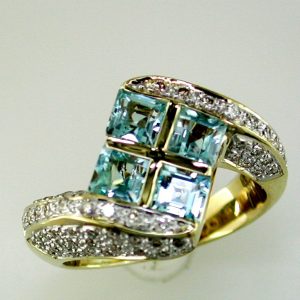 BLUE TOPAZ & DIAMOND RING
