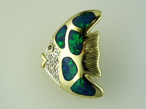 OPAL & DIAMOND 'SP' PENDANT