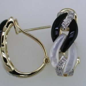 ONYX & DIAMOND M/P EARRING