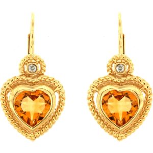 CITRINE & DIA HEART EARRING