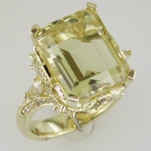 DIAMOND & LEMON QUARTZ RING