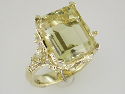 DIAMOND & LEMON QUARTZ RING