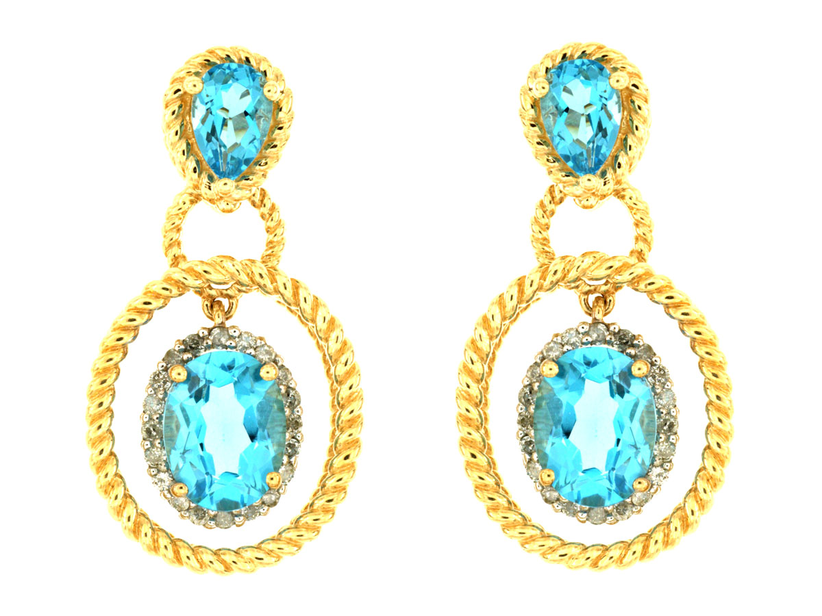 BLUE TOPAZ & DIAMOND EARRING