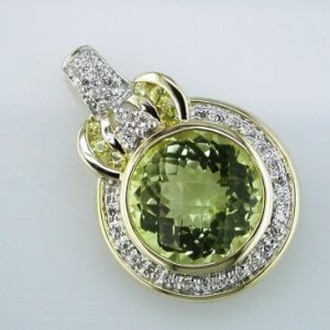 DIAMOND & LEMON QUARTZ PENDANT