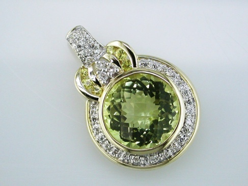 DIAMOND & LEMON QUARTZ PENDANT