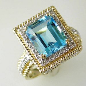 BLUE TOPAZ & DIAMOND RING