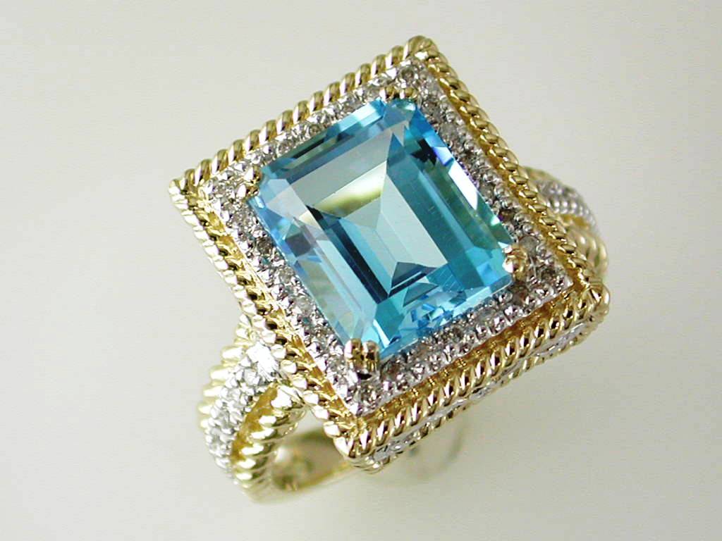 BLUE TOPAZ & DIAMOND RING