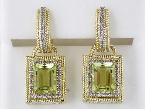 LEMON QUARTZ & DIAMOND EARRING