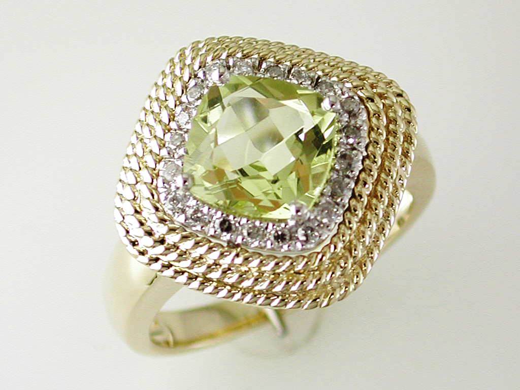 LEMON QUARTZ & DIAMOND RING