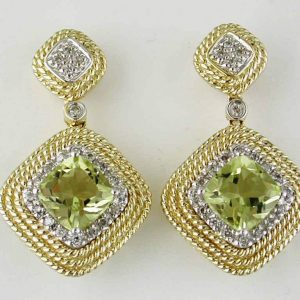 LEMON QUARTZ & DIAMOND EARRING
