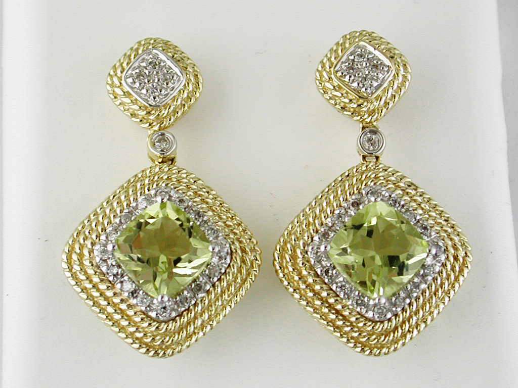 LEMON QUARTZ & DIAMOND EARRING