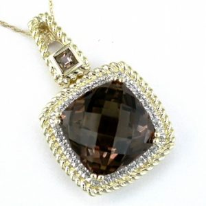 SMOKY QUARTZ & DIAMOND PENDANT