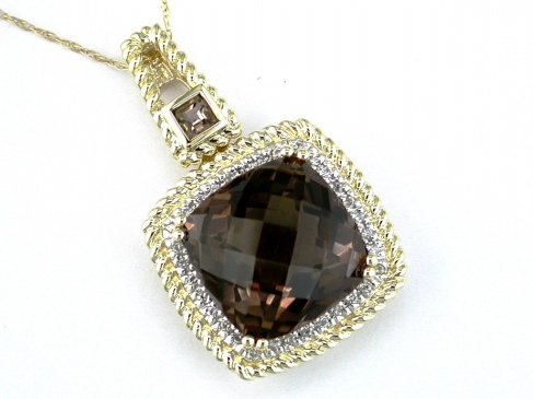 SMOKY QUARTZ & DIAMOND PENDANT