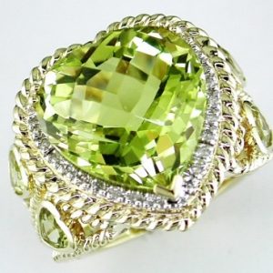 DIA & LEMON QUARTZ HEART RING