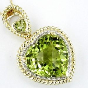 DIA & LEMON QUARTZ HEART PEND
