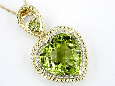 DIA & LEMON QUARTZ HEART PEND