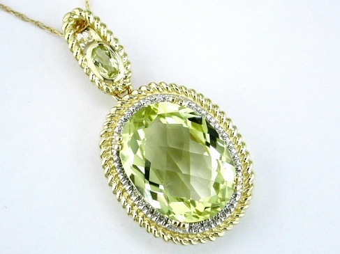 DIAMOND &LEMON QUARTZ PENDANT