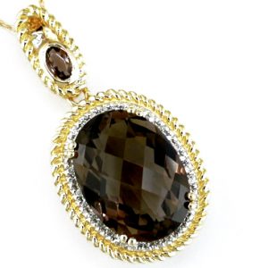 SMOKY QUARTZ & DIAMOND PENDANT