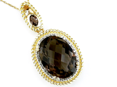 SMOKY QUARTZ & DIAMOND PENDANT