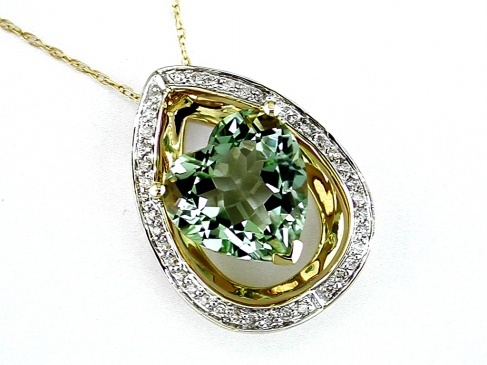 DIA & GREEN AMETHYST PENDANT