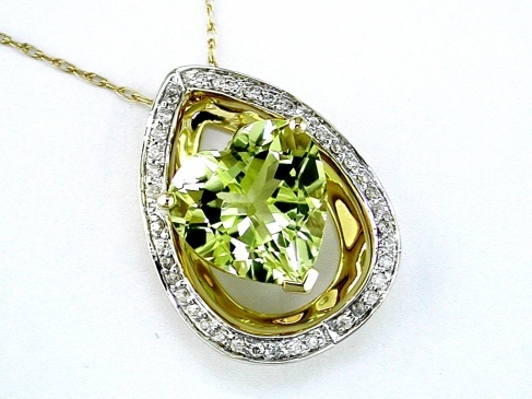 DIA & LEMON QUARTZ PENDANT