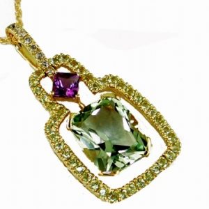 DIA & GREEN AMETHYST PENDANT